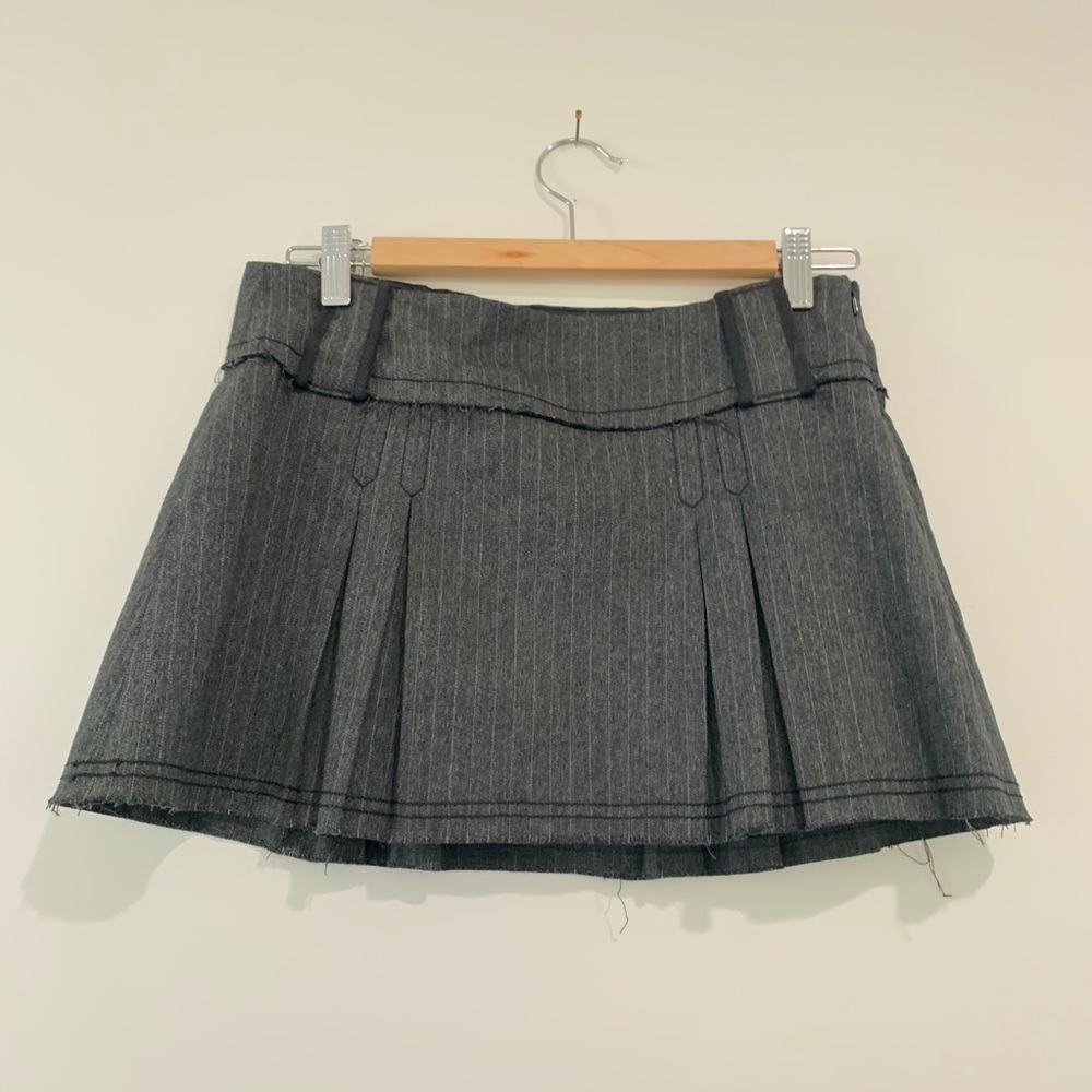 Shades of Grey Skirt, mini pleated gray pinstripe